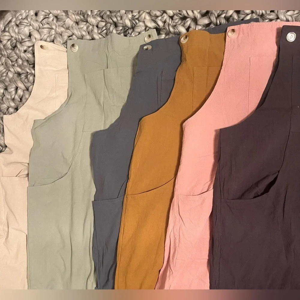 Baggy Comfy Overalls Casual Cotton Loose Fit Wide Leg Jumpsuit Adjustable Strap - Picture 8 of 10